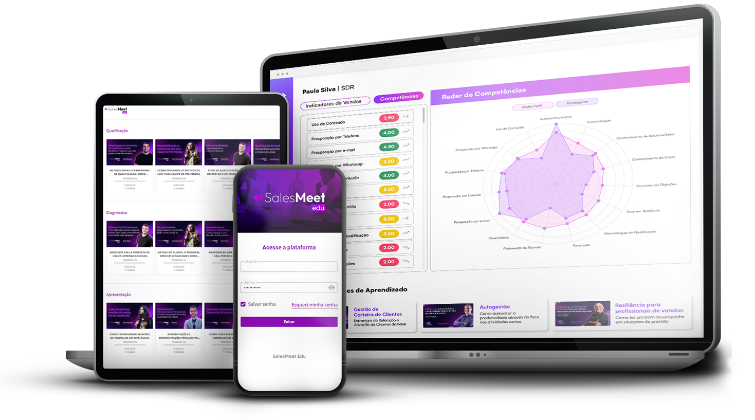 Dispositivos mostrando a plataforma